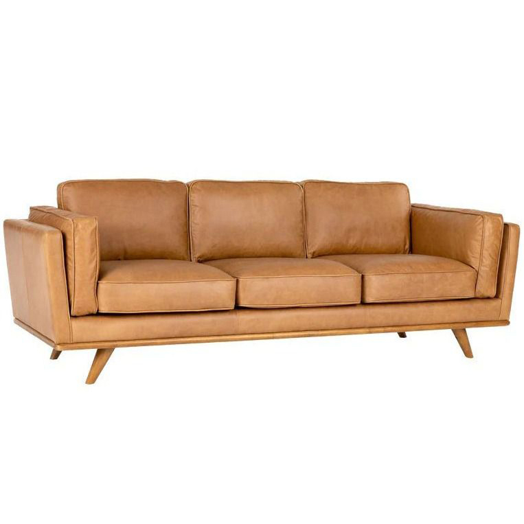 Ghế sofa da bò màu nâu đồng pha cam- SFDB01