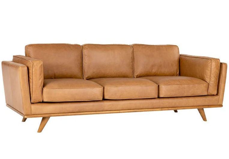 Ghế sofa da bò màu nâu đồng pha cam- SFDB01