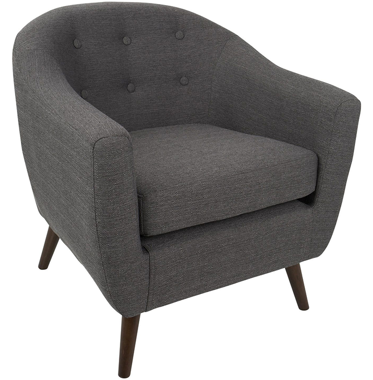 Ghế sofa đơn cơ bản 4 chân màu xám mẫu 6 chấm