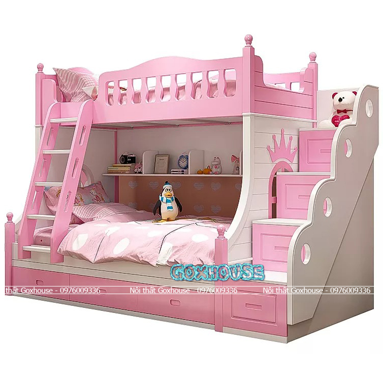 Giường tầng cho bé gái màu hồng GTBGH01