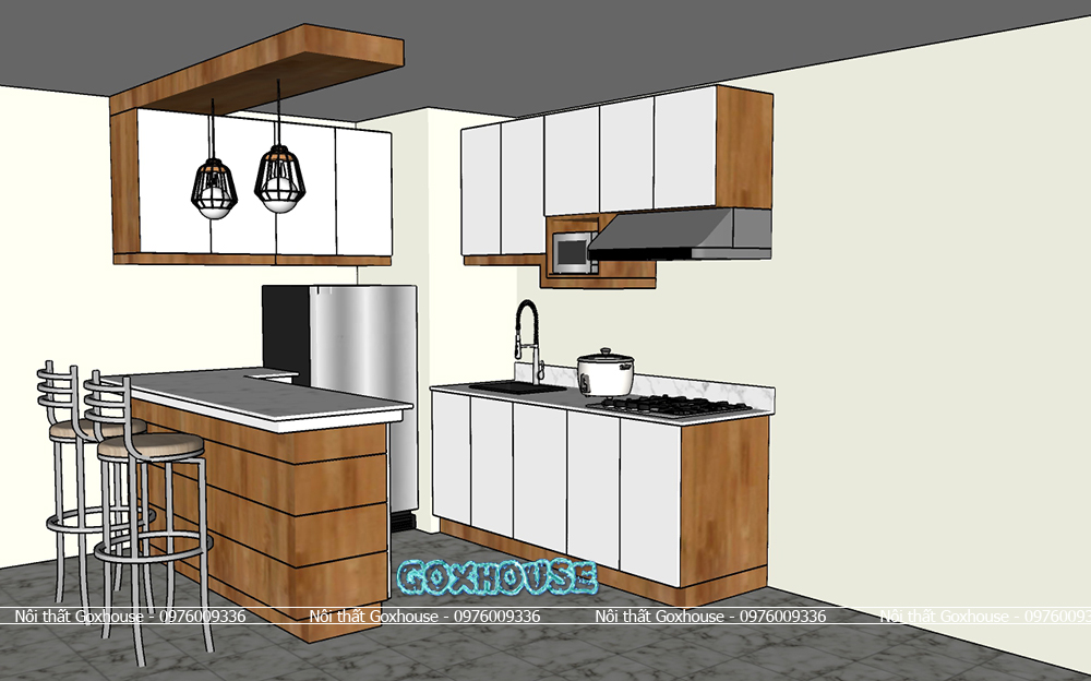 Thiết kế cơ bản tủ bếp có quầy bar