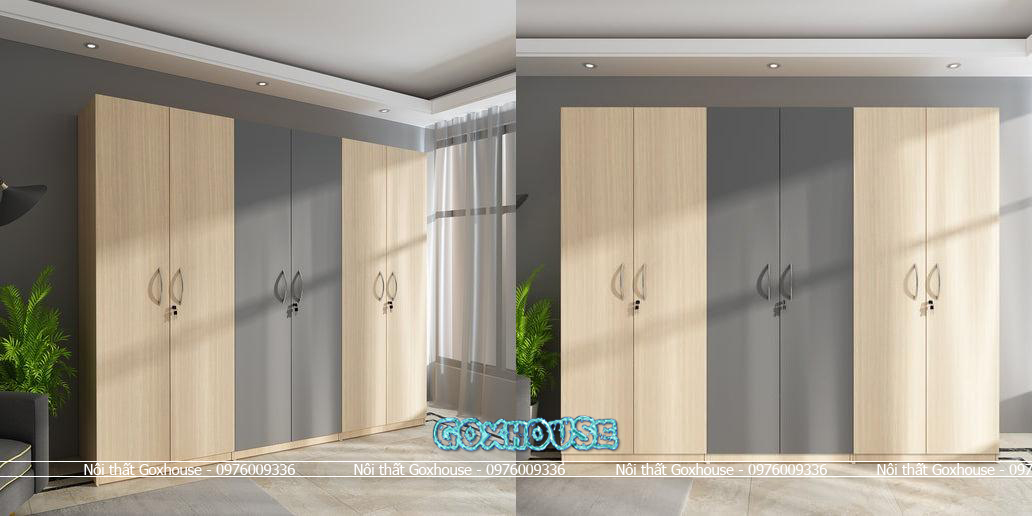 Tủ quần áo gỗ công nghiệp 6 cánh chất lượng cao